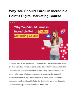 Why You Should Enroll in Incredible Point’s Digital Marketing Course?