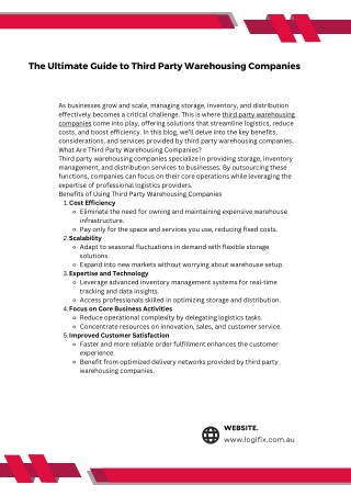The Ultimate Guide to Third Party Warehousing Companies
