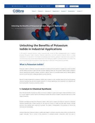 Potassium Iodide: A Vital Component in Industrial Solutions