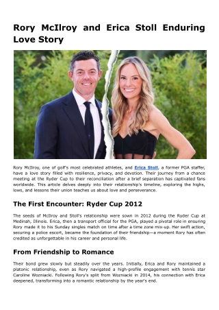 Rory McIlroy and Erica Stoll Enduring Love Story