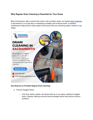 Why Regular Drain Cleaning is Essential for Your Home