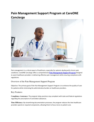 CareOne Concierge - Pain Management Support Program: Personalized Care for Lasti