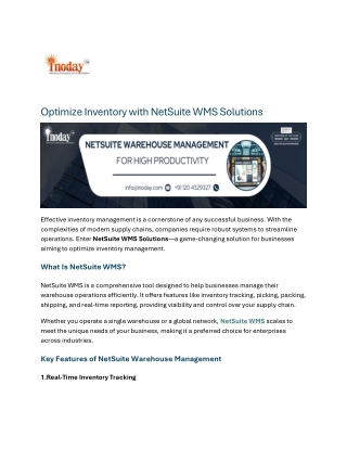 Optimize Inventory with NetSuite WMS Solutions