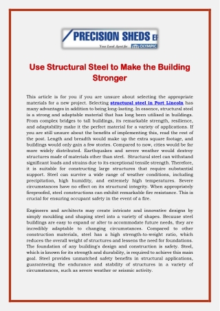 Use Structural Steel to Make the Building Stronger