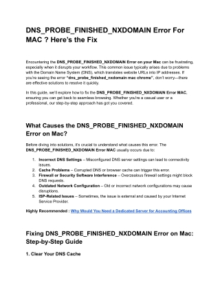 DNS_PROBE_FINISHED_NXDOMAIN Error For MAC ? Here's the Fix?