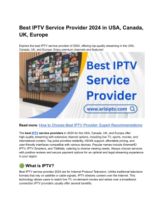 Best IPTV Service Provider 2024 in USA, Canada, UK, Europe