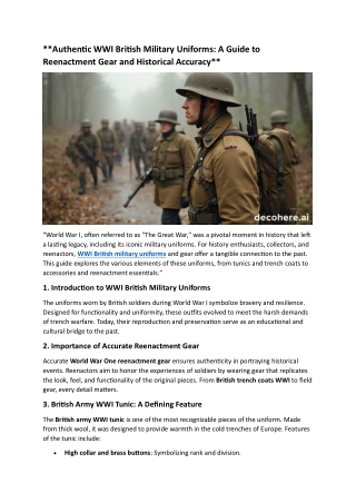 Authentic WWI British Military Uniforms: A Guide to Reenactment