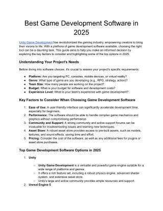 Best Game Development Software in 2025