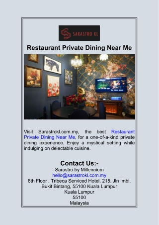 Restaurant Private Dining Near Me  Sarastrokl.com.my