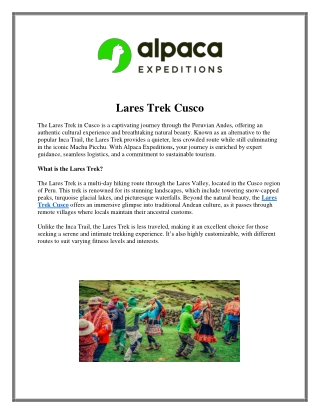 Lares Trek Cusco