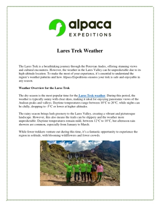 Lares Trek Weather