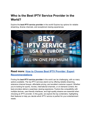 Who is the Best IPTV Service Provider in the World