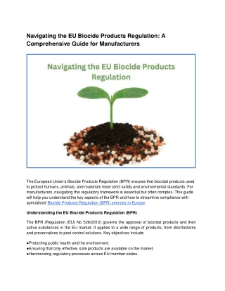 Navigating the EU Biocide Products Regulation_ A Comprehensive Guide for Manufacturers