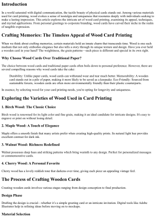 Crafting Memories: The Timeless Appeal of Wood Card Printing