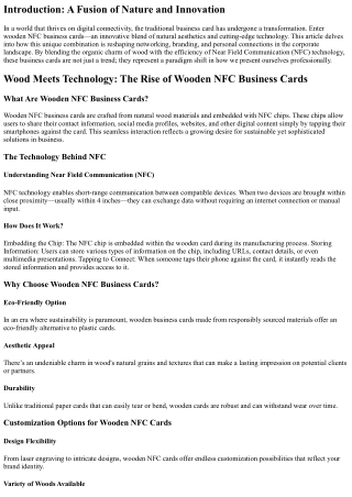 Wood Meets Technology: The Rise of Wooden NFC Business Cards