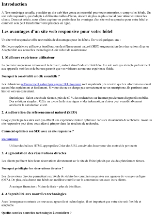 Les avantages d'un site web responsive pour votre hôtel