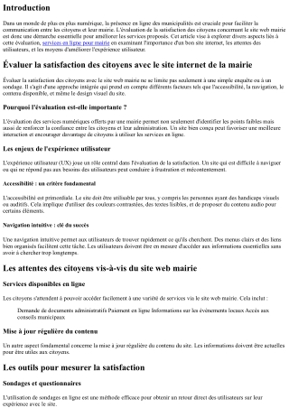 Évaluer la satisfaction des citoyens avec le site internet de la mairie