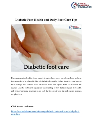 Diabetic Foot Health and Daily Foot Care Tips  - ERODE DIABETES FOUNDATION