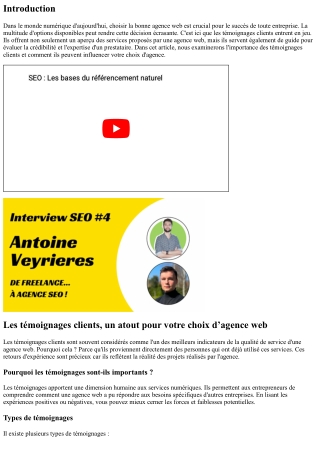 Les témoignages clients, un atout pour votre choix d’agence web