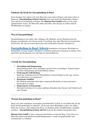 Entdecke die Kraft der Energieheilung in Basel