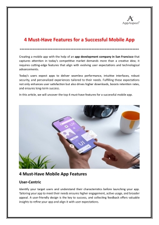 4 Must-Have Features for a Successful Mobile App