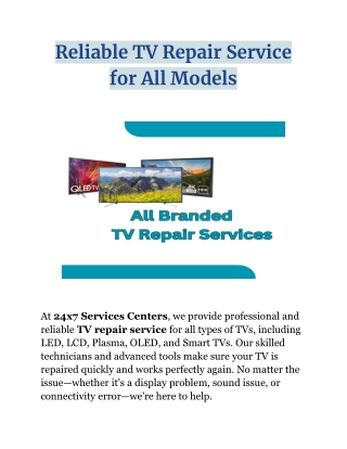 Reliable TV Repair Service for All Models