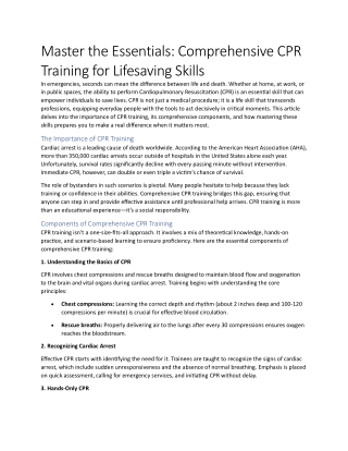 Master the Essentials: Comprehensive CPR Training for Lifesaving Skills