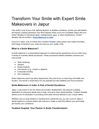 Transform Your Smile with Expert Smile Makeovers in Jaipur