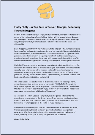 Fluffy Fluffy – A Top Café in Tucker, Georgia, Redefining Sweet Indulgence