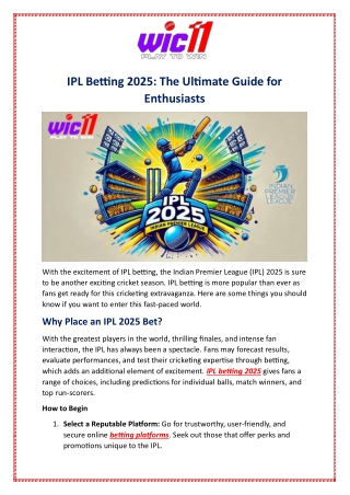 IPL Betting 2025: The Ultimate Guide for Enthusiasts