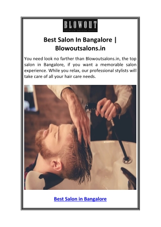 Best Salon In Bangalore  Blowoutsalons.in