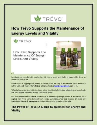 How Trévo Supports the Maintenance of Energy Levels_and_Vitality