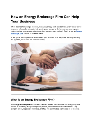 How an Energy Brokerage Firm Can Help Your Business