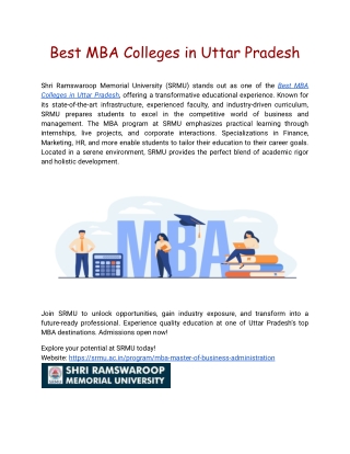 Best MBA Colleges in Uttar Pradesh