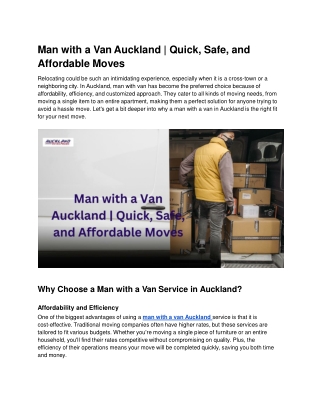 Man with a Van Auckland _ Quick, Safe, and Affordable Moves