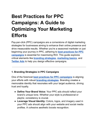 Best Practices for PPC Campaigns: A Guide to Optimizing Your Marketing Efforts
