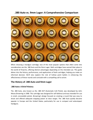 380 Auto vs. 9mm Luger A Comprehensive Comparison