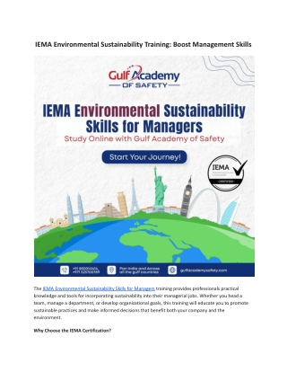 IEMA Environmental Sustainability Training: Boost Management Skills