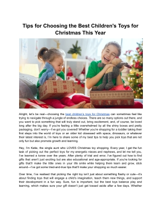 Tips for Choosing the Best Children's Toys for Christmas This Year