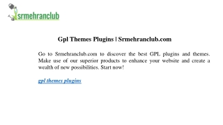 Gpl Themes Plugins | Srmehranclub.com