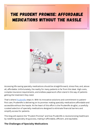 The Prudent Promise: Affordable Medications Without the Hassle