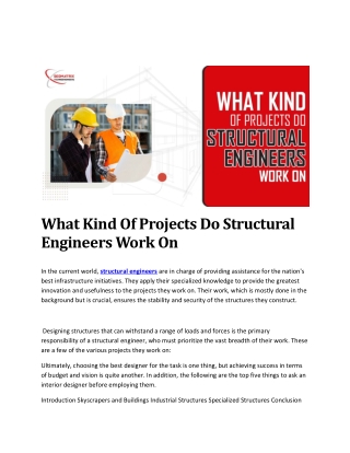 What Kind Of Projects Do Structural Engineers Work On