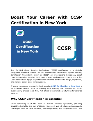 Boost Your Career with CCSP Certification in New York