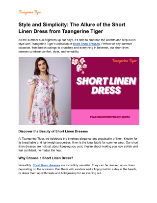 Style and Simplicity_ The Allure of the Short Linen Dress from Taangerine Tiger