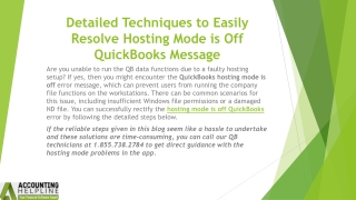 How to Fix Hosting Mode Is Off QuickBooks
