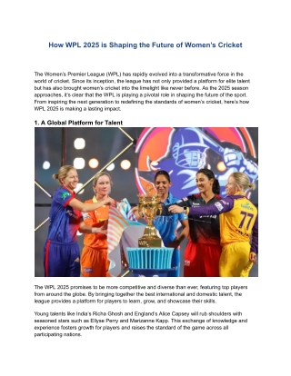 How WPL 2025 is Shaping the Future of Women’s Cricket