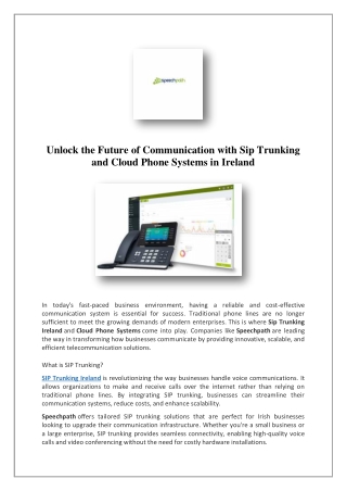 VOIP Provider in Ireland | Cloud Phone Systems | Speechpath