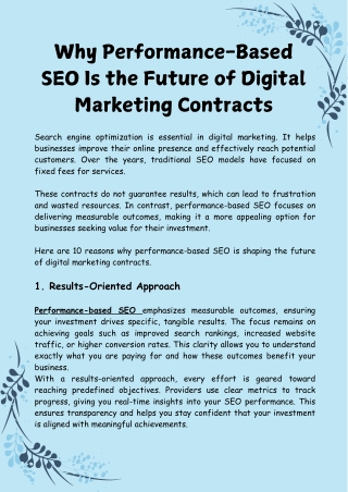 Why Performance-Based SEO Is the Future of Digital Marketing Contracts