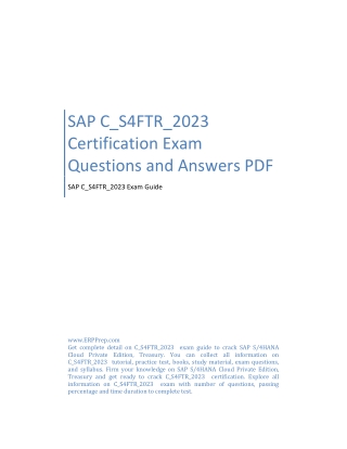 SAP C_S4FTR_2023 Certification Exam Questions and Answers PDF