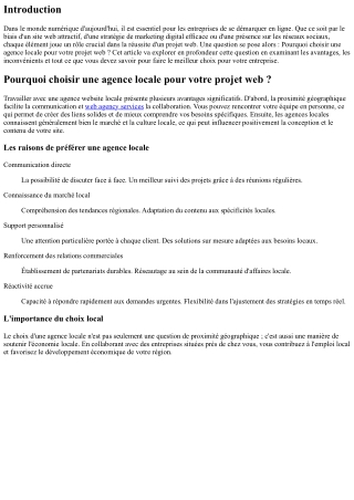 Pourquoi choisir une agence locale pour votre projet web?